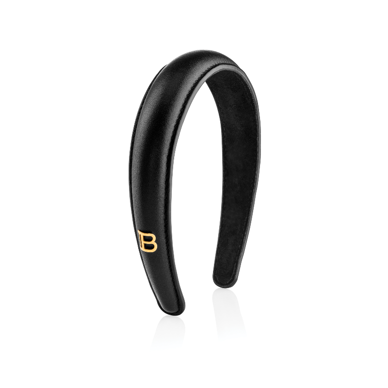 Signature Luxury Puffed Leather Headband Black 'B' FW22